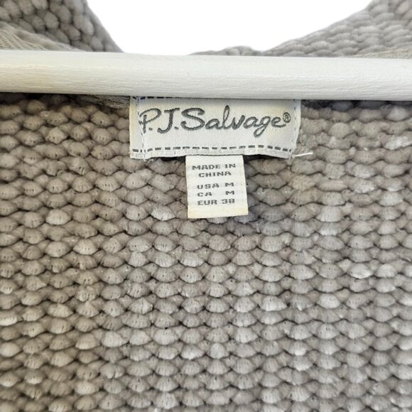 P.J. Salvage Womens Chenille Longline Open Front Cardigan, Grey, Soft, Hood, M - Picture 3 of 7